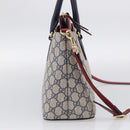GUCCI GG Supreme Hand Bag PVC 2way Navy Gold 409534 Auth ep17157V-4