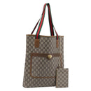 GUCCI GG Plus Supreme Web Sherry Line Tote Bag PVC Beige Gold Auth ep17160-1