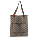 GUCCI GG Plus Supreme Web Sherry Line Tote Bag PVC Beige Gold Auth ep17160-2