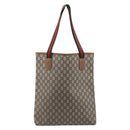 GUCCI GG Plus Supreme Web Sherry Line Tote Bag PVC Beige Gold Auth ep17160-3