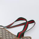 GUCCI GG Plus Supreme Web Sherry Line Tote Bag PVC Beige Gold Auth ep17160-8