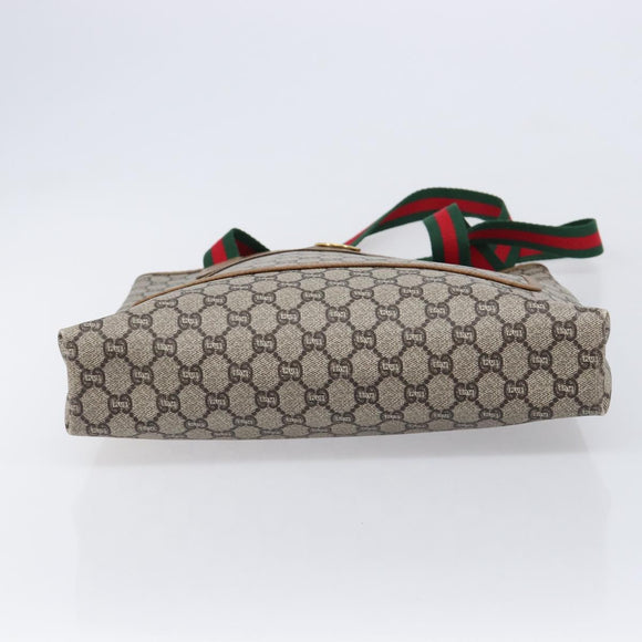 GUCCI GG Plus Supreme Web Sherry Line Tote Bag PVC Beige Gold Auth ep17160