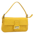 FENDI Mamma Baguette Shoulder Bag Leather Yellow Gold Auth ep17165SAM-1