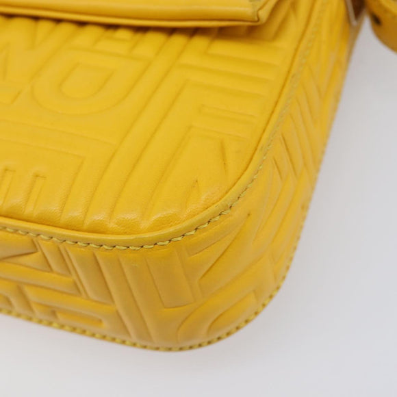 FENDI Mamma Baguette Shoulder Bag Leather Yellow Gold Auth ep17165SAM