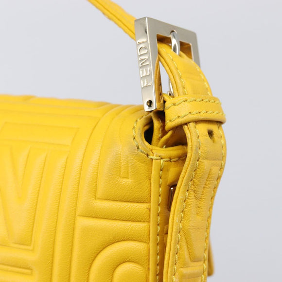 FENDI Mamma Baguette Shoulder Bag Leather Yellow Gold Auth ep17165SAM