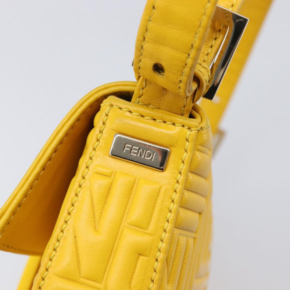 FENDI Mamma Baguette Shoulder Bag Leather Yellow Gold Auth ep17165SAM