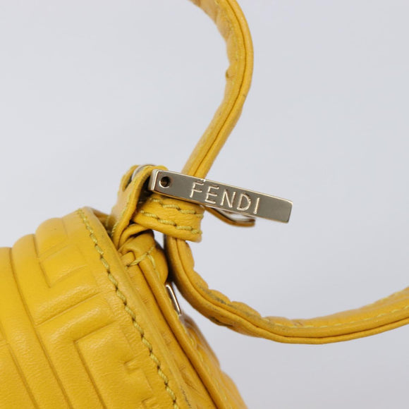 FENDI Mamma Baguette Shoulder Bag Leather Yellow Gold Auth ep17165SAM