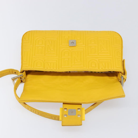 FENDI Mamma Baguette Shoulder Bag Leather Yellow Gold Auth ep17165SAM