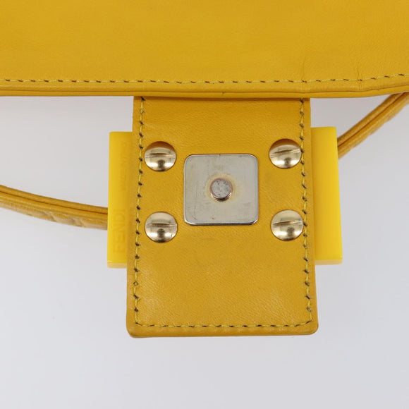 FENDI Mamma Baguette Shoulder Bag Leather Yellow Gold Auth ep17165SAM