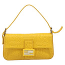 FENDI Mamma Baguette Shoulder Bag Leather Yellow Gold Auth ep17165SAM-2