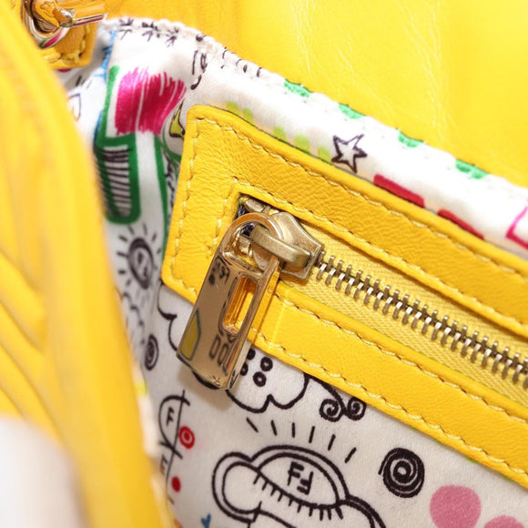 FENDI Mamma Baguette Shoulder Bag Leather Yellow Gold Auth ep17165SAM