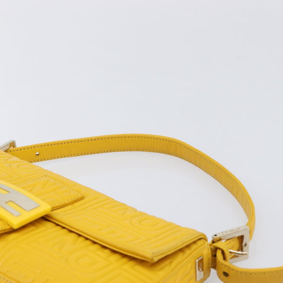 FENDI Mamma Baguette Shoulder Bag Leather Yellow Gold Auth ep17165SAM