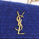 Saint Laurent Kate Chain Shoulder Bag Tweed Blue Gold Auth ep17166M-14