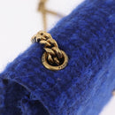 Saint Laurent Kate Chain Shoulder Bag Tweed Blue Gold Auth ep17166M-15