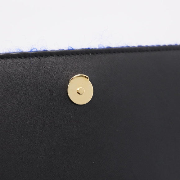 Saint Laurent Kate Chain Shoulder Bag Tweed Blue Gold Auth ep17166M