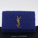 Saint Laurent Kate Chain Shoulder Bag Tweed Blue Gold Auth ep17166M-26