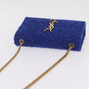 Saint Laurent Kate Chain Shoulder Bag Tweed Blue Gold Auth ep17166M-6
