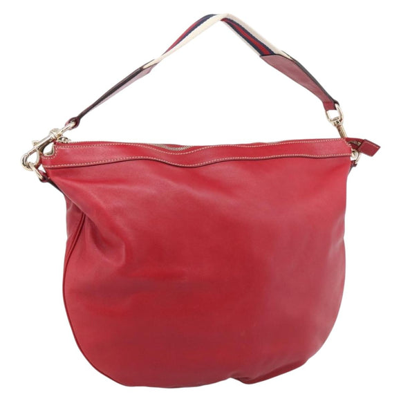 GUCCI Shoulder Bag Leather Red Gold 154401 Auth ep17176A