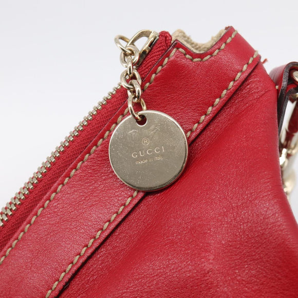 GUCCI Shoulder Bag Leather Red Gold 154401 Auth ep17176A
