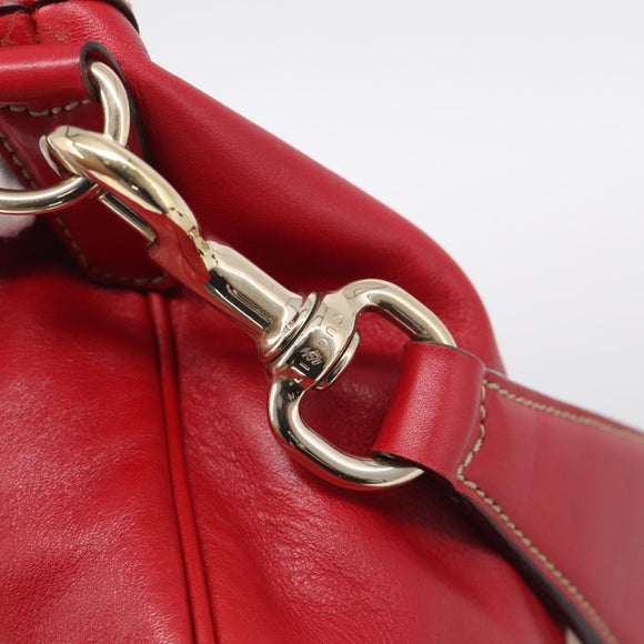 GUCCI Shoulder Bag Leather Red Gold 154401 Auth ep17176A