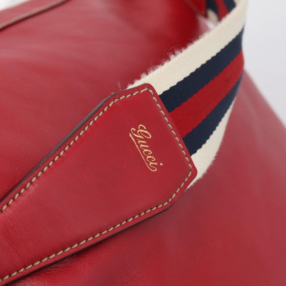 GUCCI Shoulder Bag Leather Red Gold 154401 Auth ep17176A