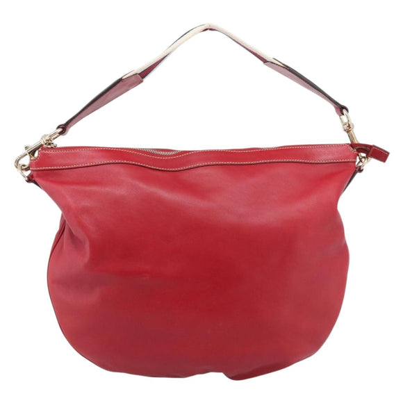 GUCCI Shoulder Bag Leather Red Gold 154401 Auth ep17176A