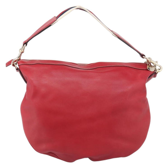 GUCCI Shoulder Bag Leather Red Gold 154401 Auth ep17176A