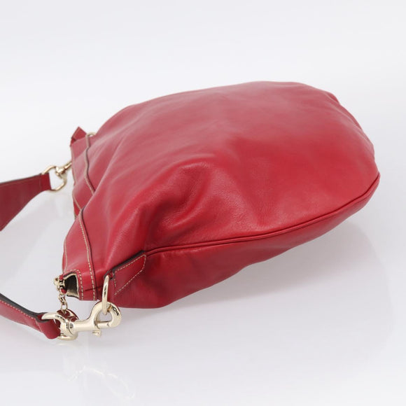 GUCCI Shoulder Bag Leather Red Gold 154401 Auth ep17176A