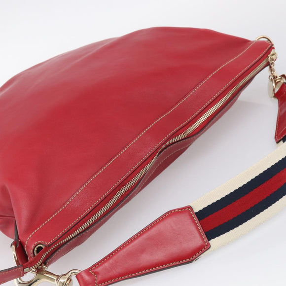 GUCCI Shoulder Bag Leather Red Gold 154401 Auth ep17176A