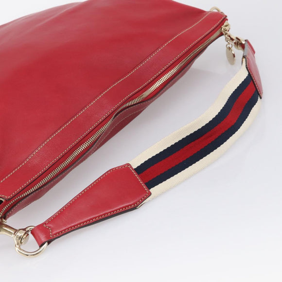 GUCCI Shoulder Bag Leather Red Gold 154401 Auth ep17176A