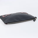 FENDI Monster Clutch Bag Leather Black Silver Auth ep17180A-6