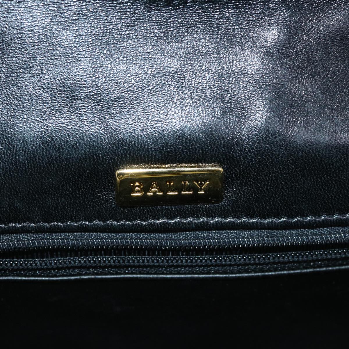 BALLY Chain Shoulder Bag Leather Black Auth ep1787