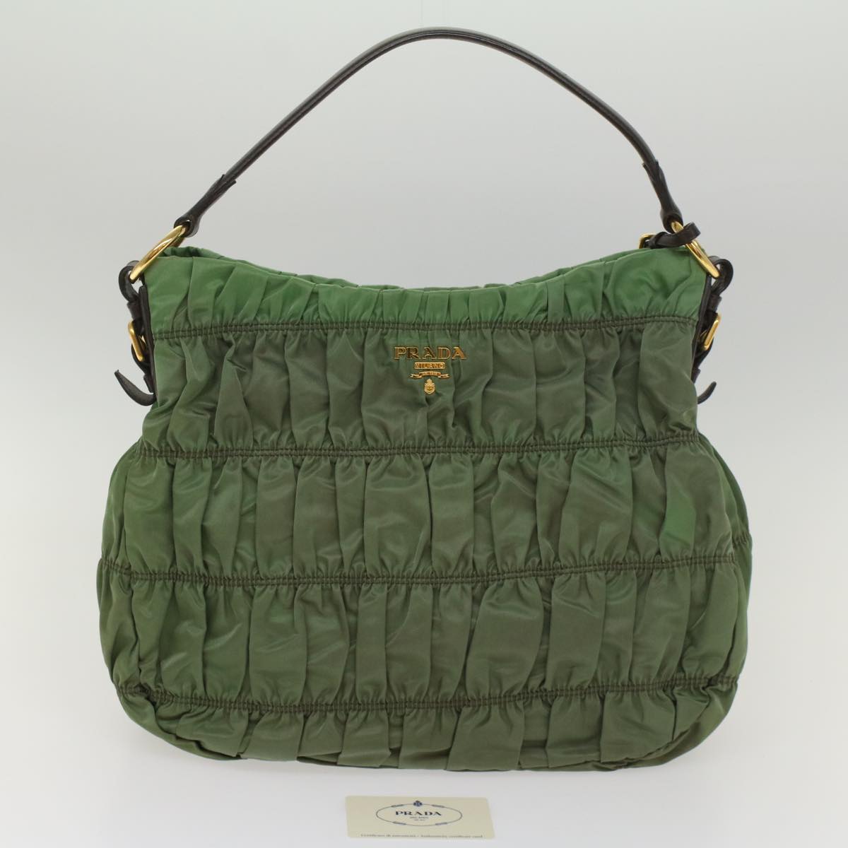 PRADA Shoulder Bag Nylon Green Auth ep1834