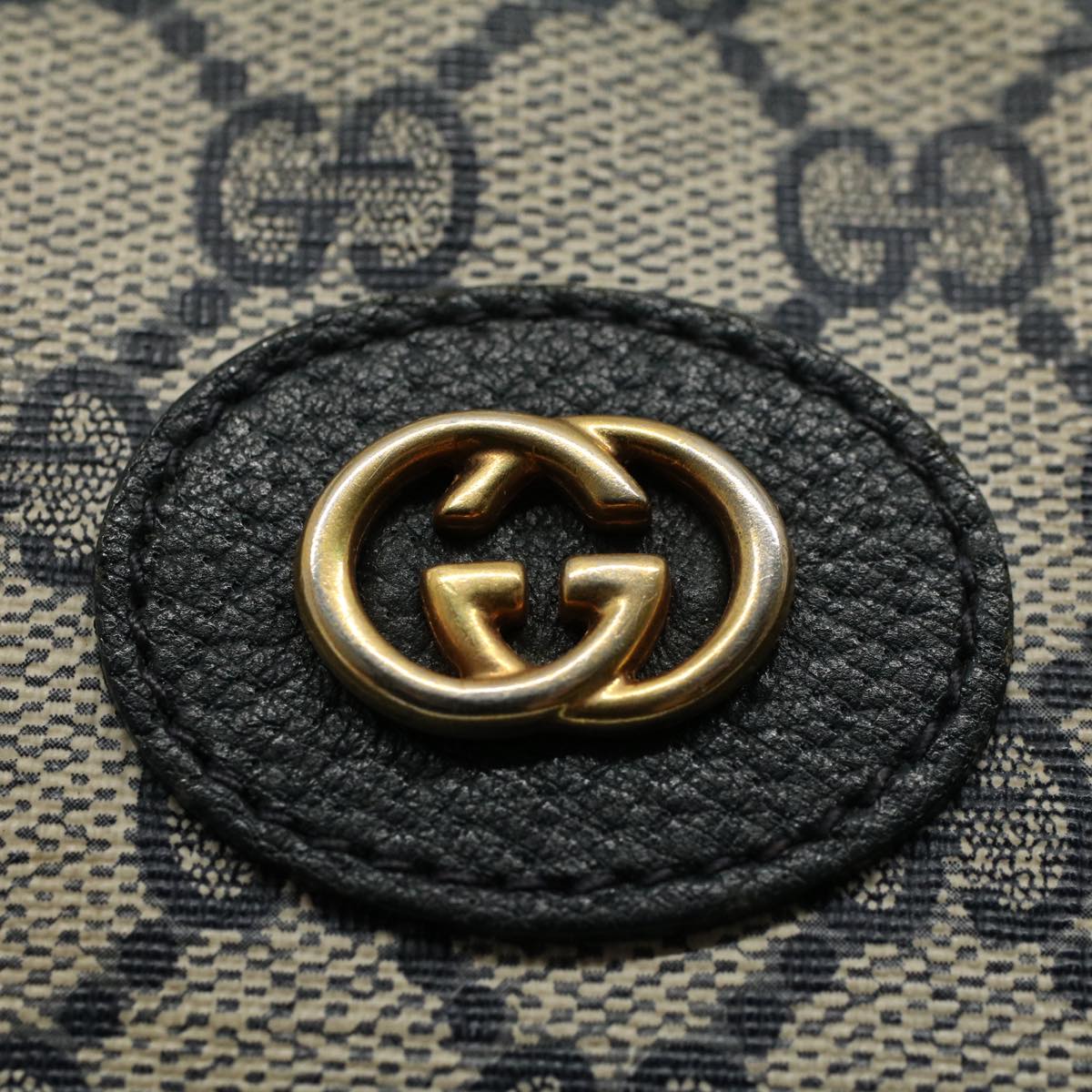 GUCCI GG Canvas Shoulder Bag PVC Leather Gray Navy Auth ep1884