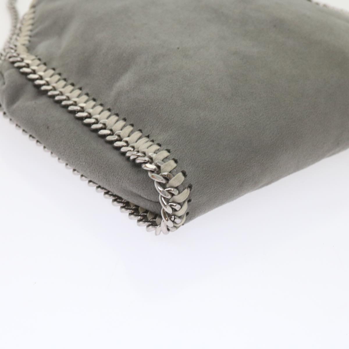 Stella MacCartney Chain Falabella Tote Bag Suede Gray Auth ep1887