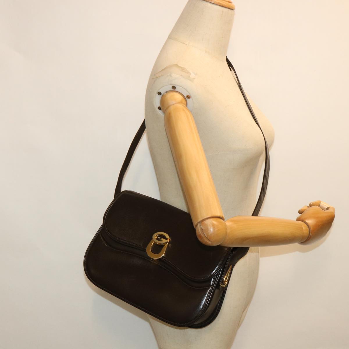 GUCCI Shoulder Bag Leather Brown Auth ep1904