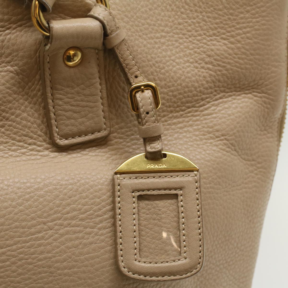 PRADA Shoulder Bag Leather Beige Auth ep1905