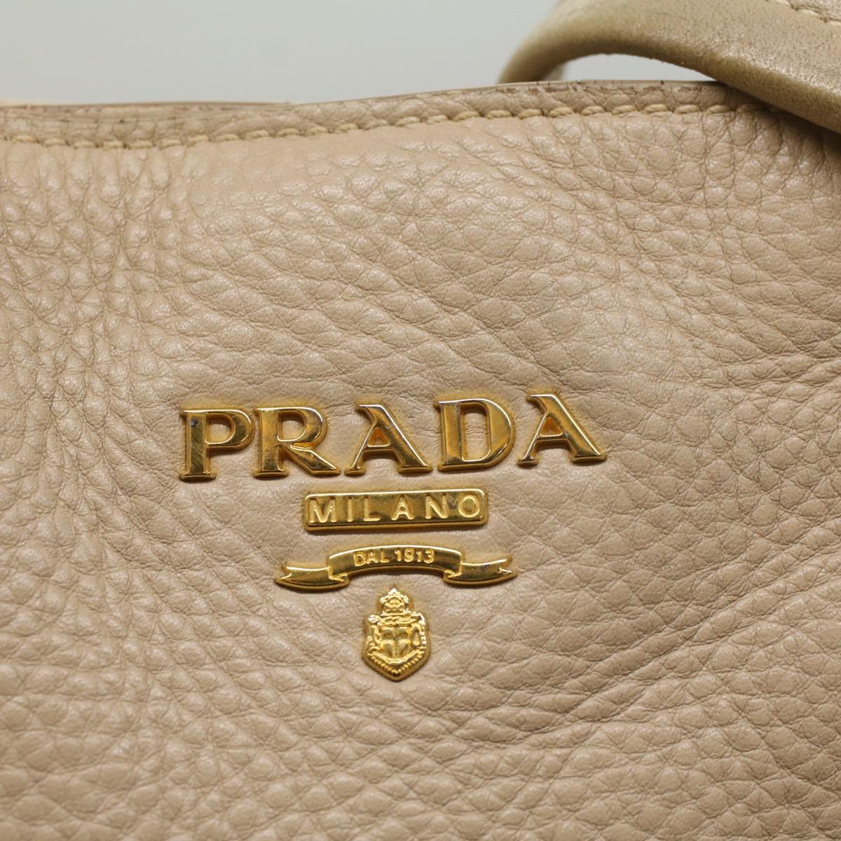 PRADA Shoulder Bag Leather Beige Auth ep1905