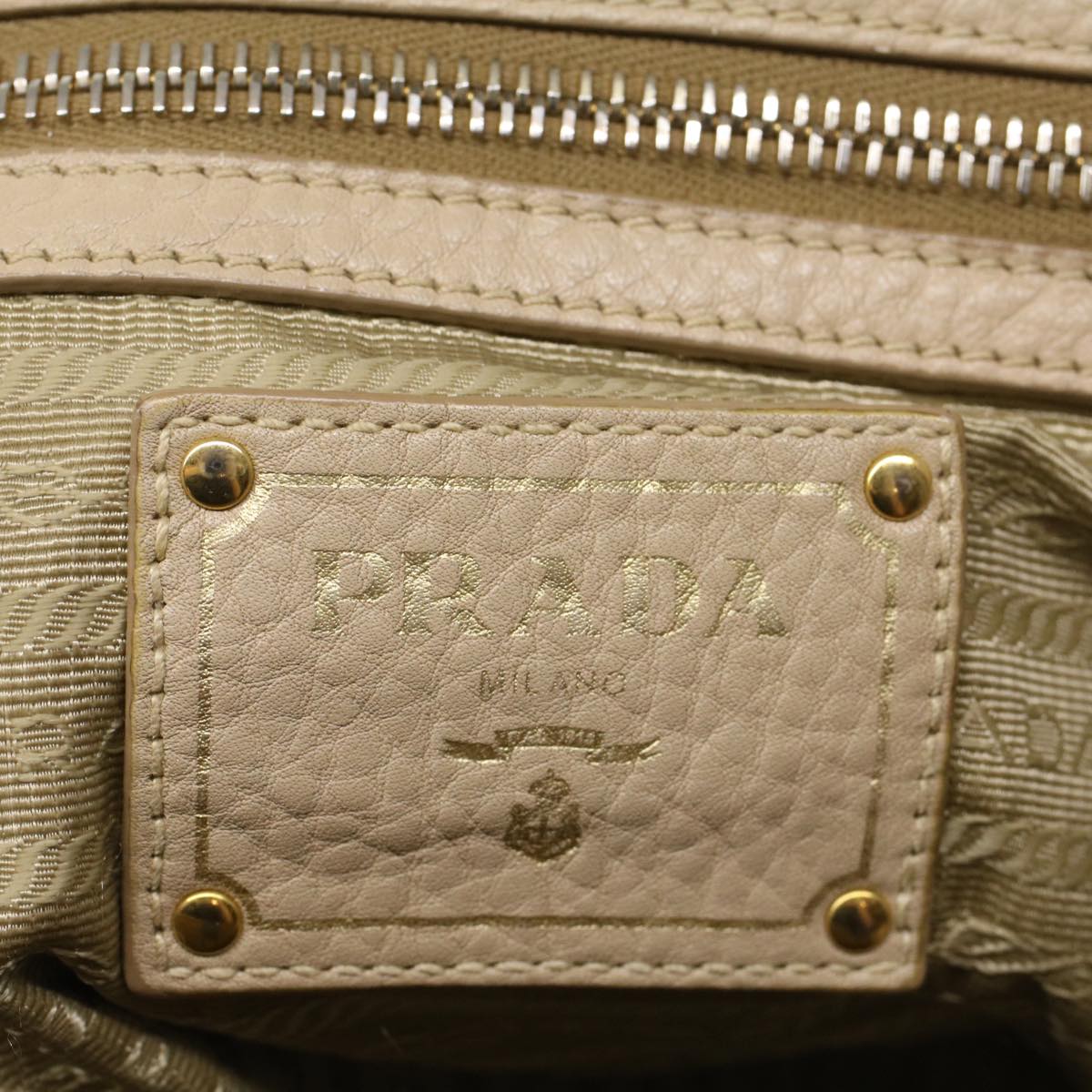 PRADA Shoulder Bag Leather Beige Auth ep1905