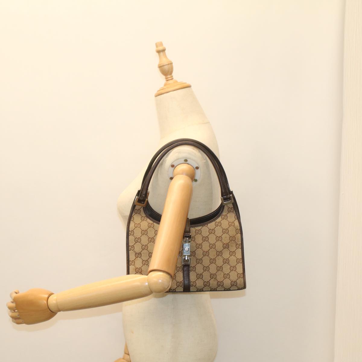 GUCCI Jackie GG Canvas Shoulder Bag Beige 01721 Auth ep1958