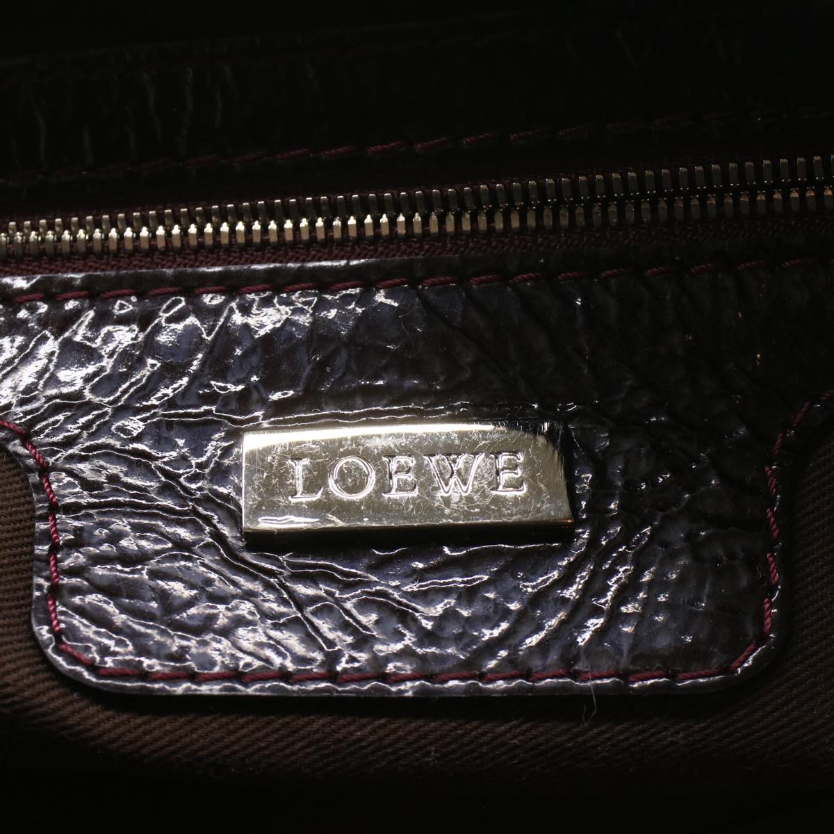 LOEWE Hand Bag Patent leather Purple Auth ep1963