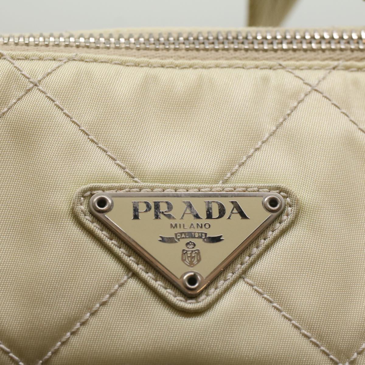 PRADA Quilted Shoulder Bag Nylon Beige Auth ep1982