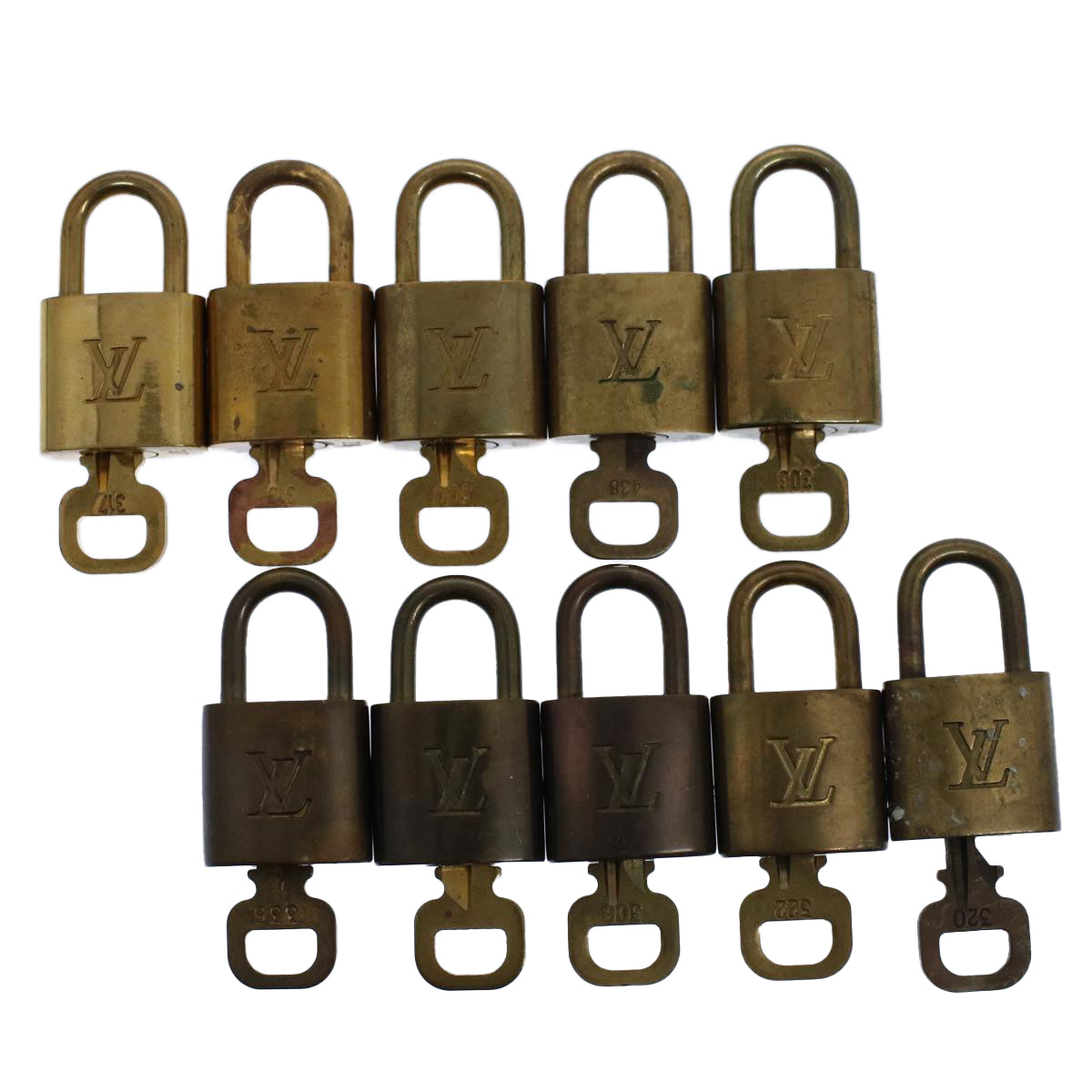 LOUIS VUITTON Padlock 10set Gold Tone LV Auth ep2000