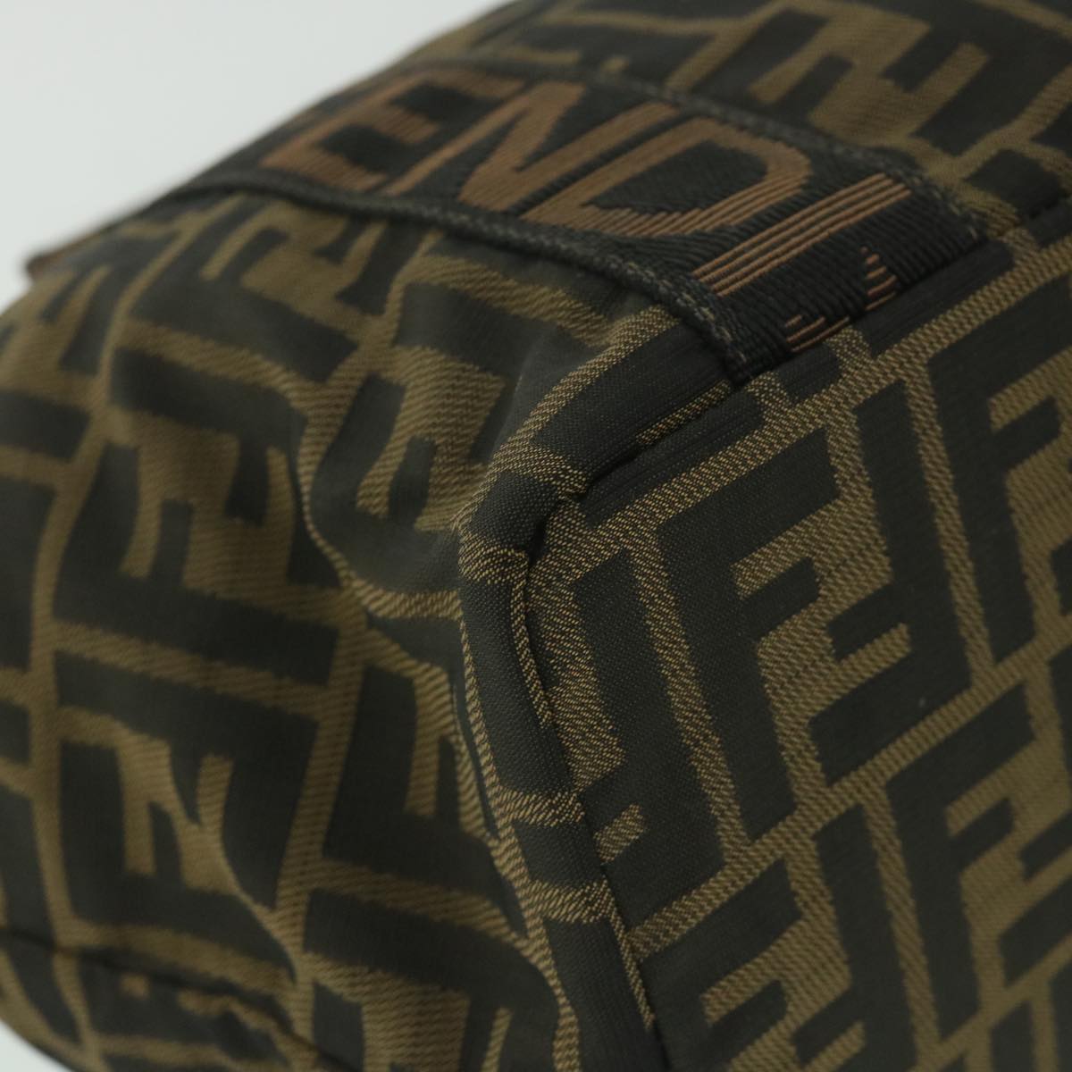 FENDI Zucca Canvas Hand Bag Black Brown Auth ep2059