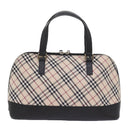 BURBERRY Nova Check Hand Bag Nylon Canvas Beige Auth ep2098-2