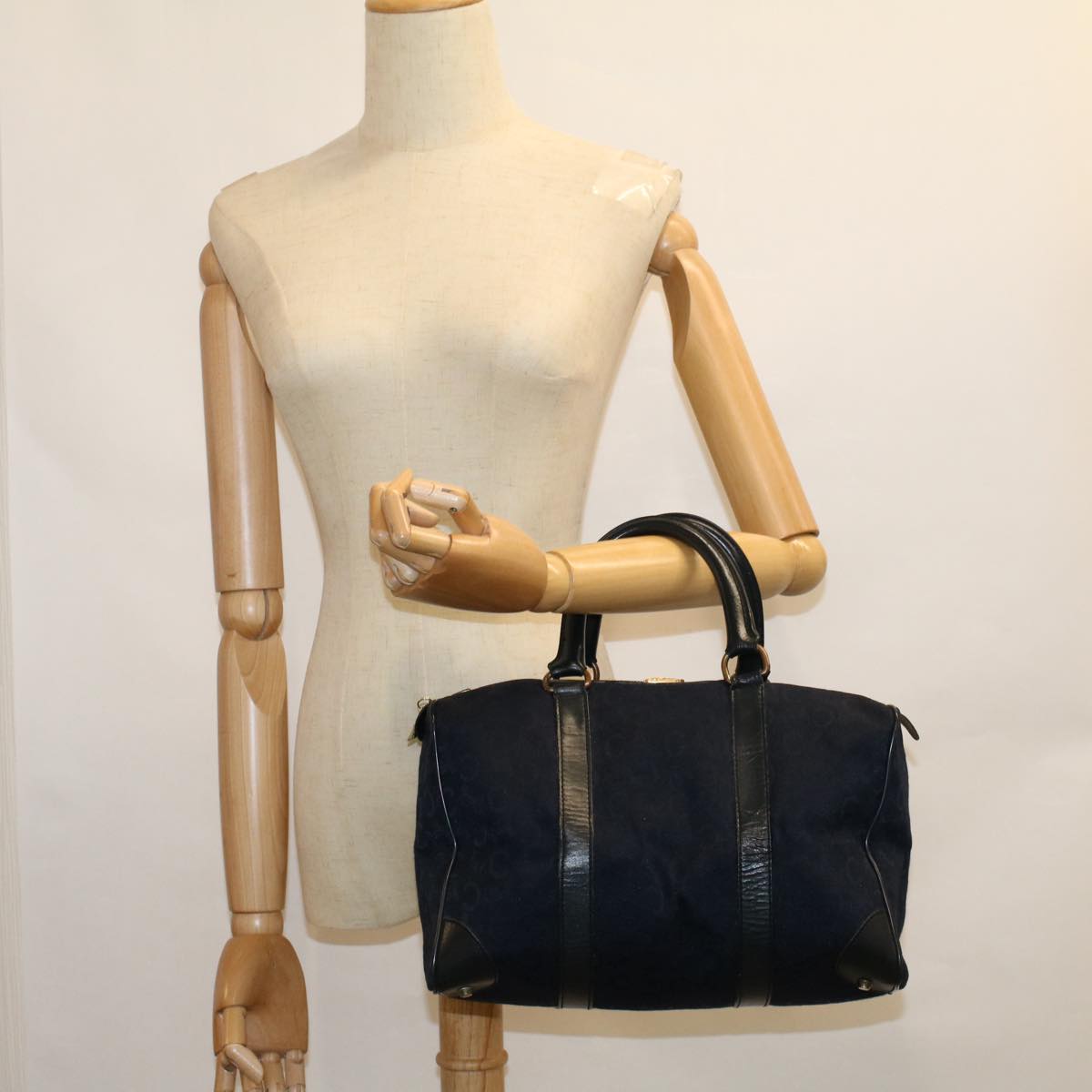 CELINE C Macadam Canvas Boston Bag Navy Auth ep2240