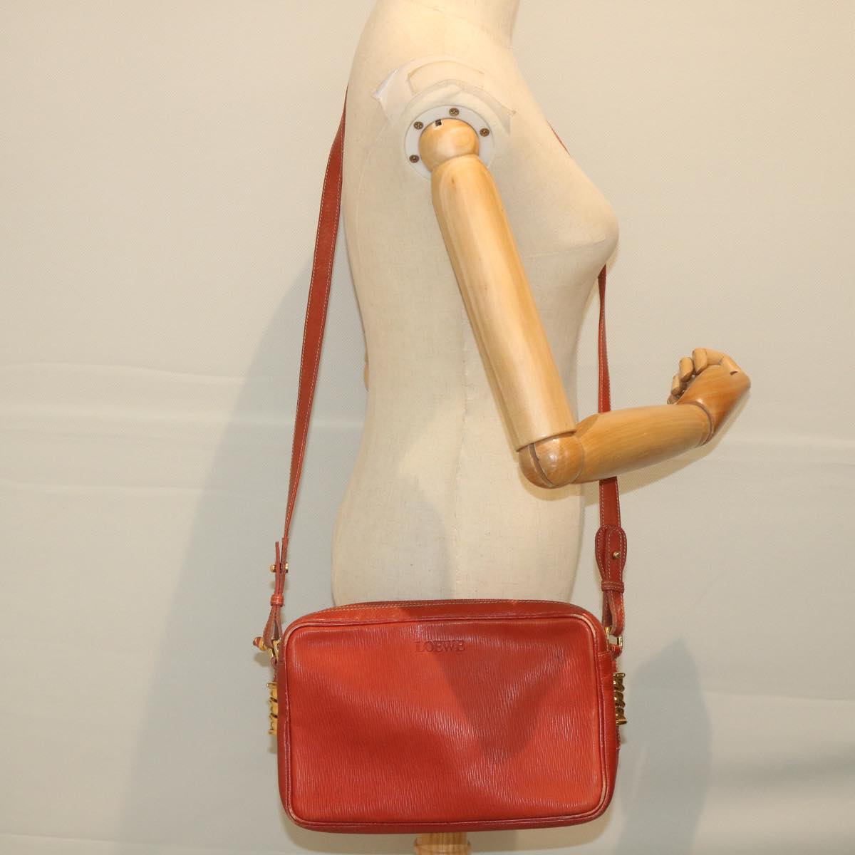 LOEWE Shoulder Bag Leather Red Auth ep2257