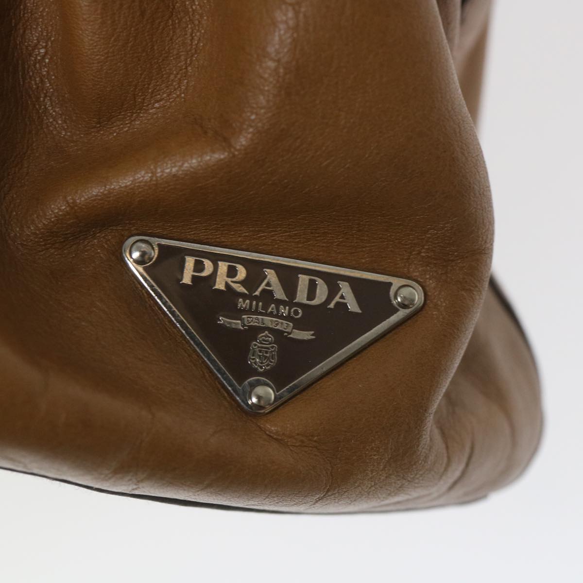 PRADA Shoulder Bag Leather Brown Auth ep2259