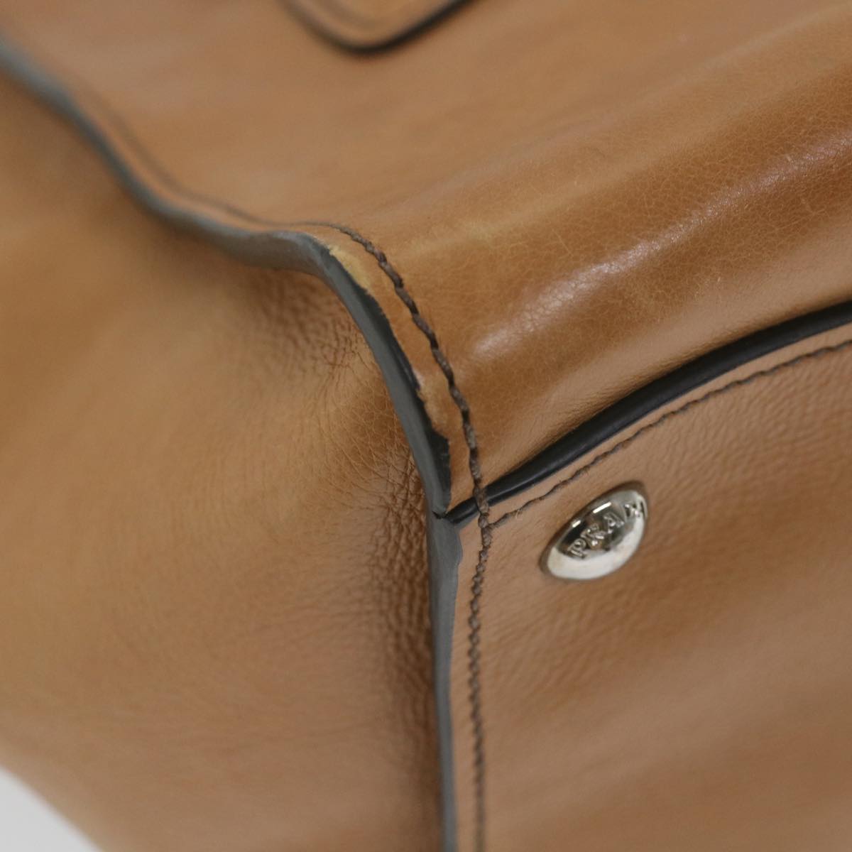 PRADA Tote Bag Leather Brown Auth ep2287