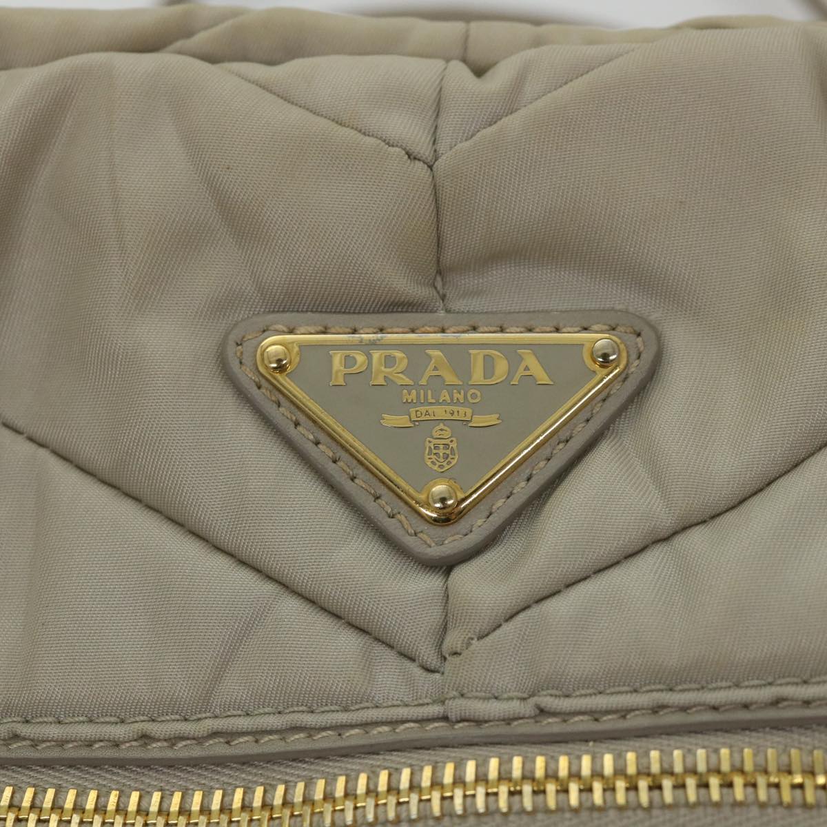 PRADA Chain Shoulder Bag Nylon Gray Auth ep2298